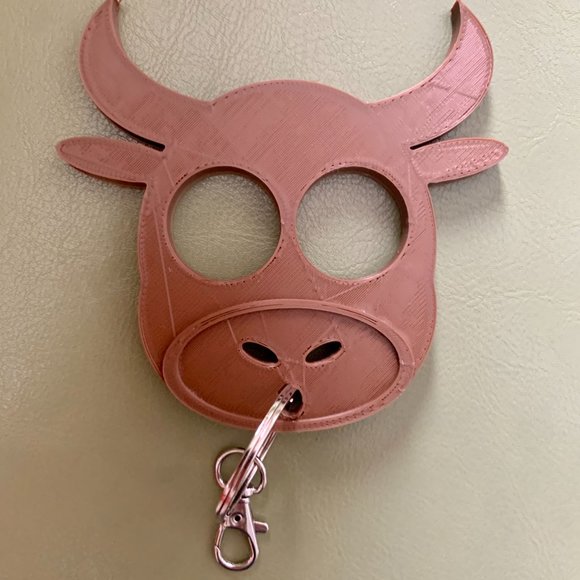 Cow Self Defense Keychain Backpack Charm 3D Printed White or Brown Cow Dairy - Picture 4 of 8